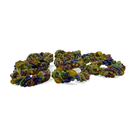 XOCHI Beaded Napkin Ring Set 8-Piece Multicolored Table Decor - Picture 5 of 7